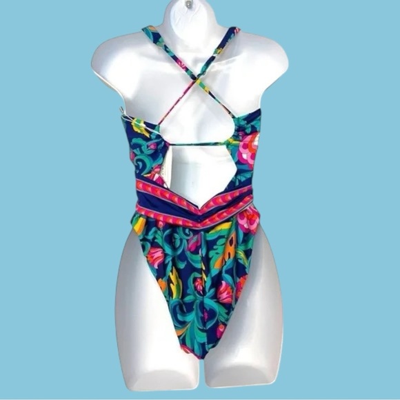 Trina Turk One Piece SwimSuit Women's Standard India Garden Plunge Neck NWT - Picture 8 of 13